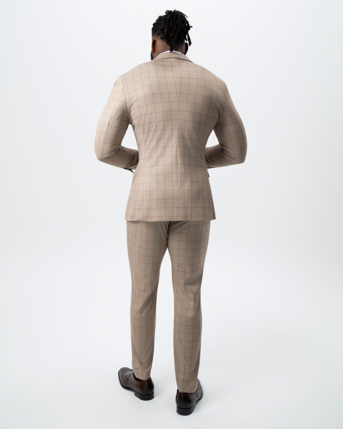 Athletic Fit Stretch Suit - Khaki and Olive Windowpane