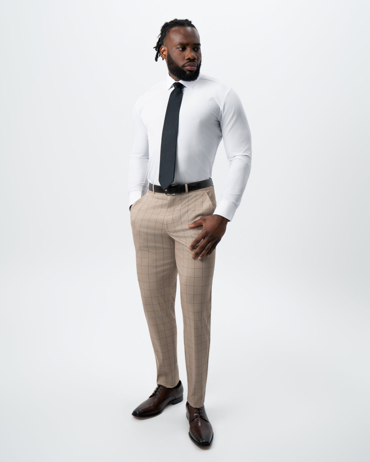 Athletic Fit Stretch Suit - Khaki and Olive Windowpane