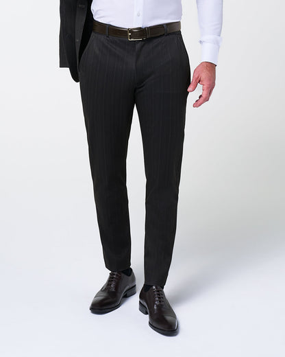 Athletic Fit Stretch Suit - Knit Navy & Grey Big Stripe