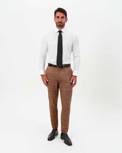 Athletic Fit Stretch Pants - Light Brown Crosshatch