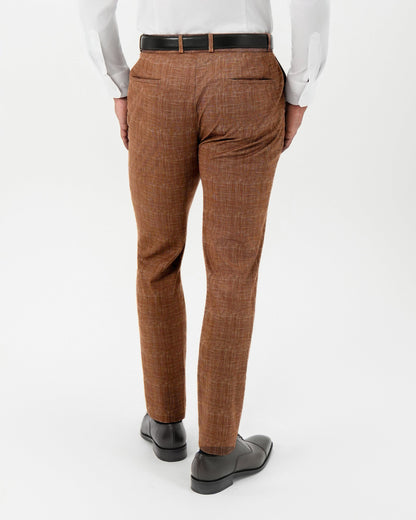 Athletic Fit Stretch Pants - Light Brown Crosshatch