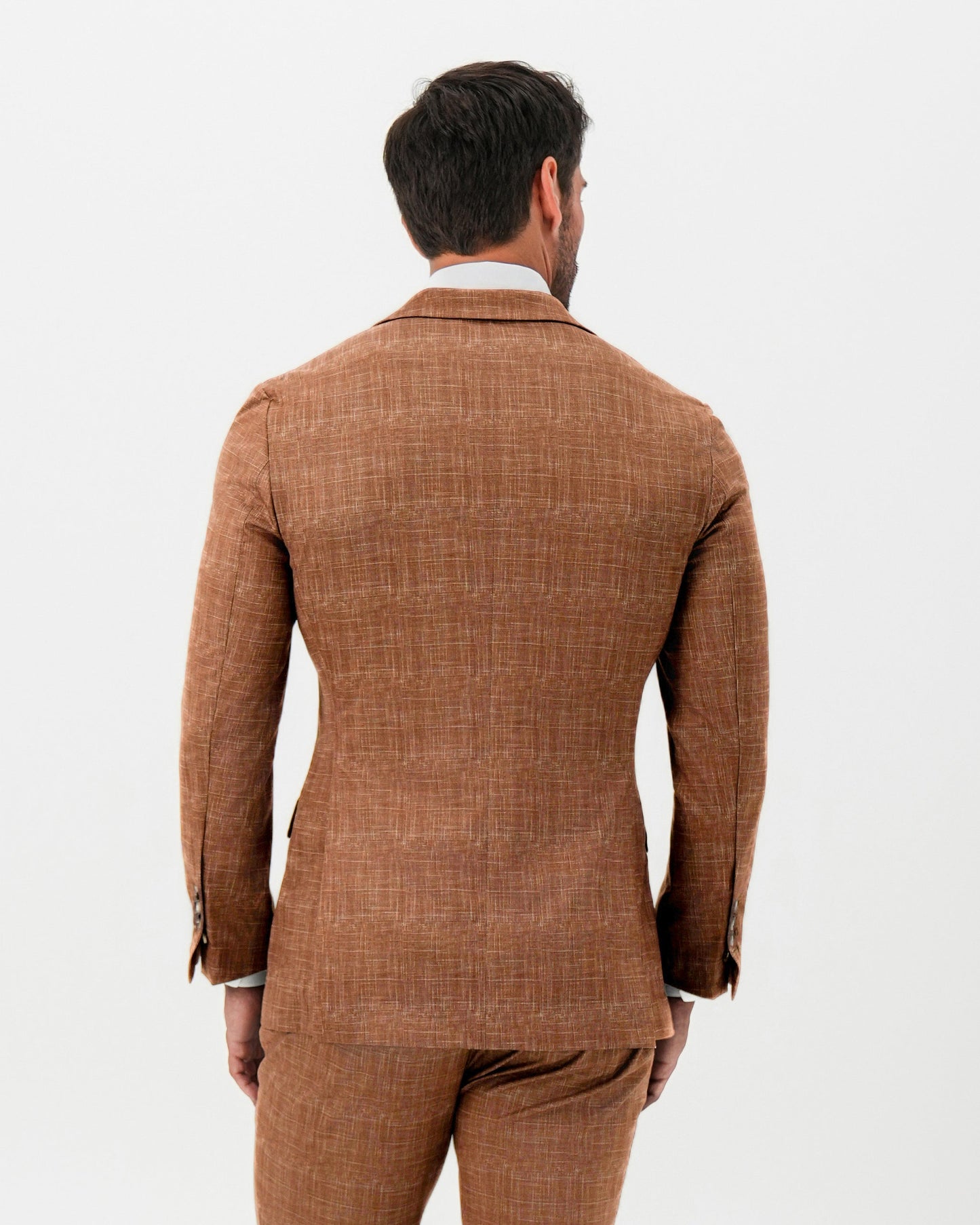 Athletic Fit Stretch Blazer - Unstructured Light Brown Crosshatch