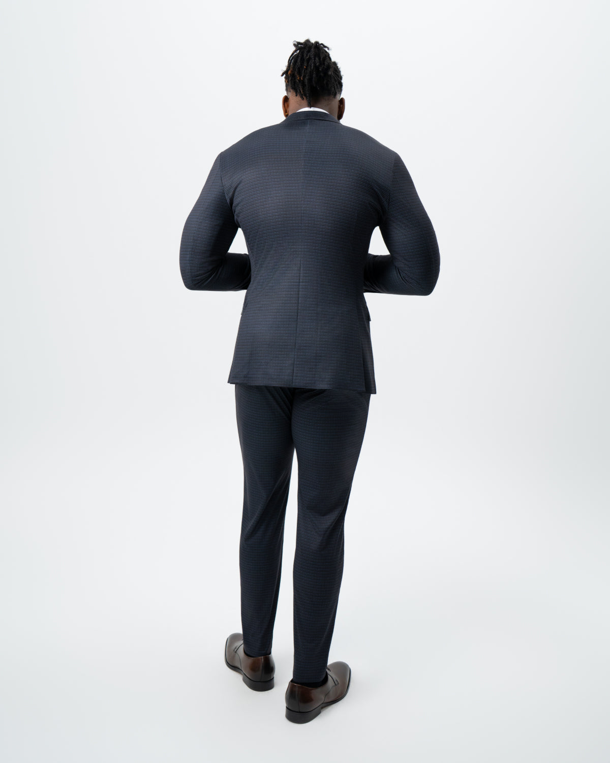 Athletic Fit Stretch Suit - Maroon, Navy, and Black Mini Check
