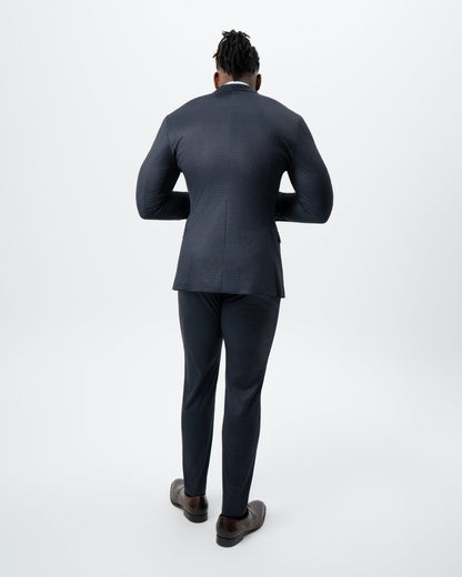 Athletic Fit Stretch Suit - Maroon, Navy, and Black Mini Check