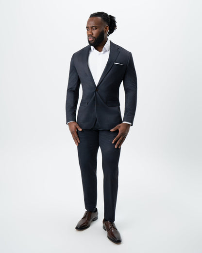 Athletic Fit Stretch Suit - Maroon, Navy, and Black Mini Check