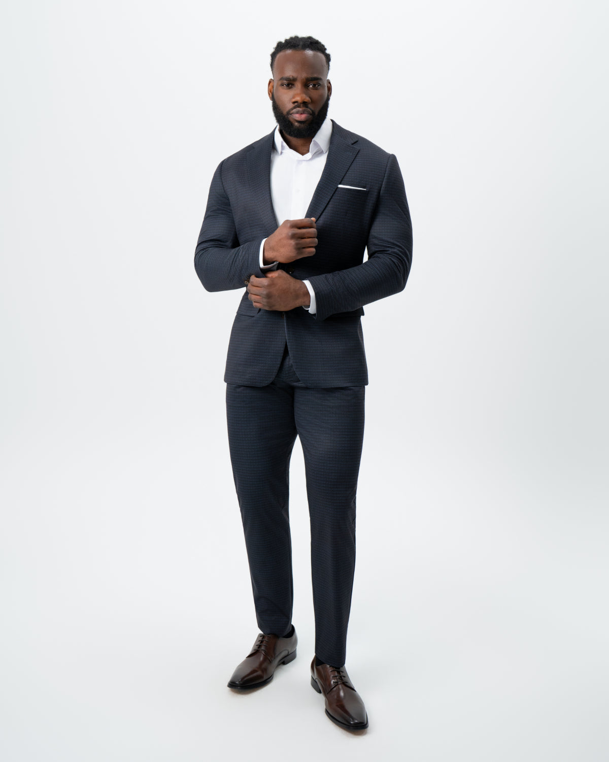 Athletic Fit Stretch Suit - Maroon, Navy, and Black Mini Check