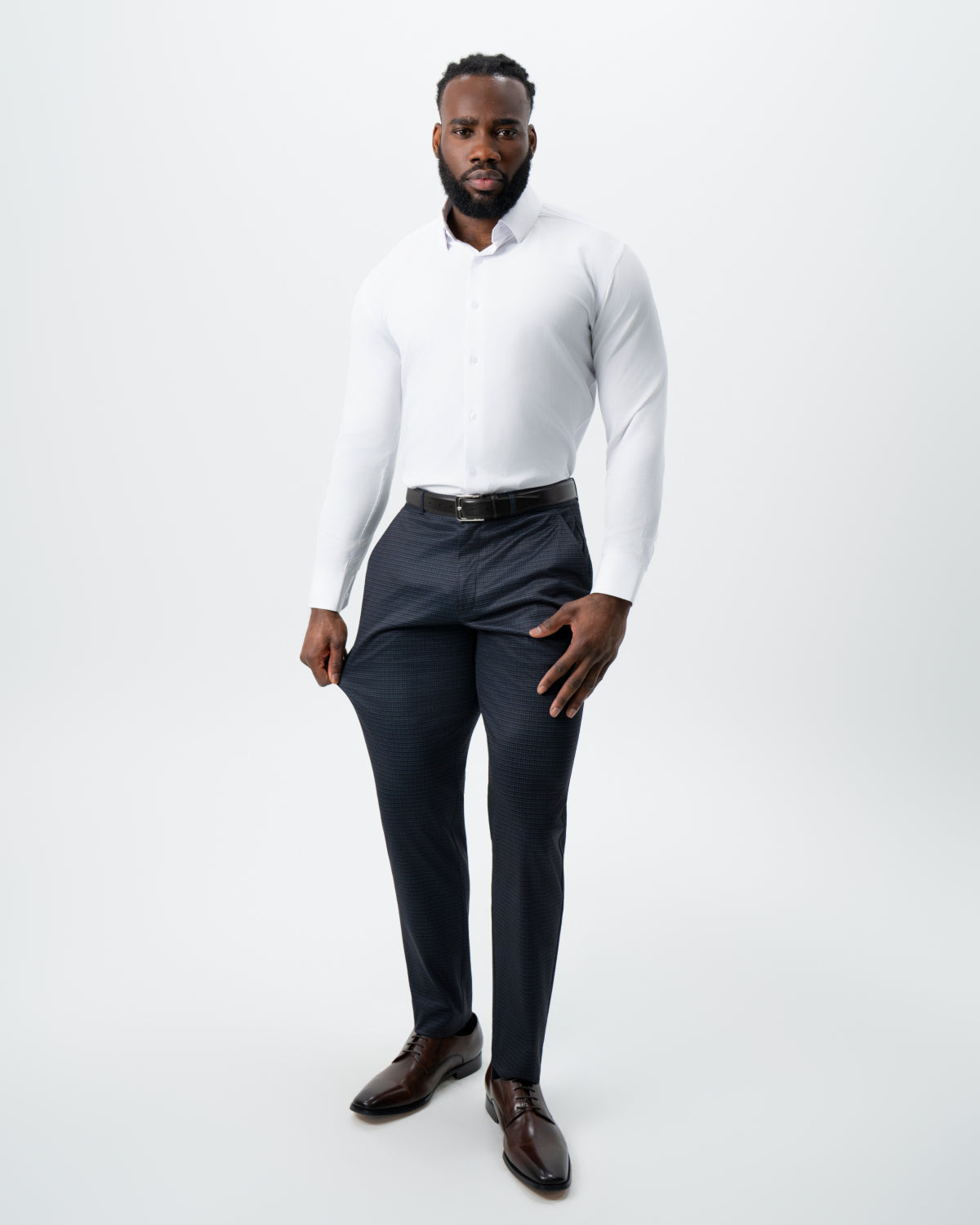 Athletic Fit Stretch Suit - Maroon, Navy, and Black Mini Check