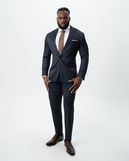 Athletic Fit Stretch Suit - Maroon, Navy, and Black Mini Check
