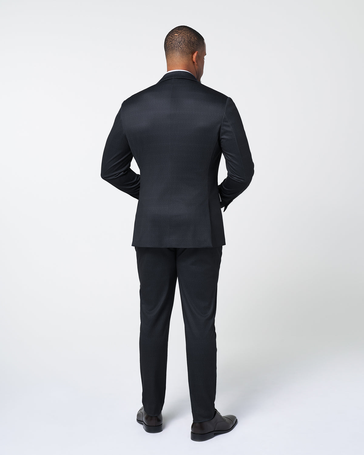 Athletic Fit Stretch Suit - Midnight Navy & Blue Microcheck