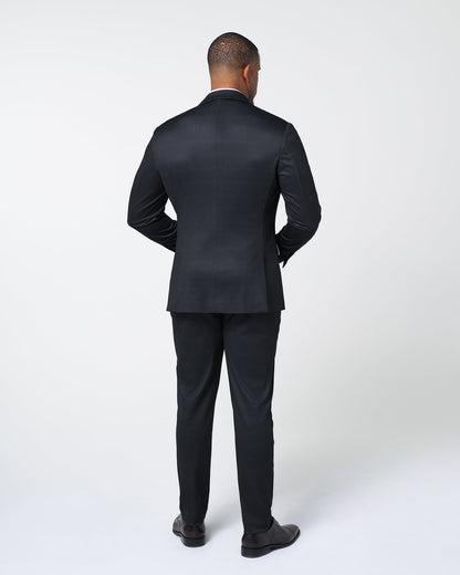 Athletic Fit Stretch Suit - Midnight Navy & Blue Microcheck