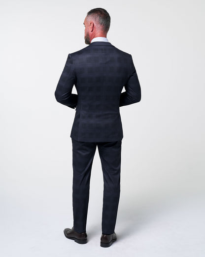 Athletic Fit Stretch Suit - Midnight Navy Plaid & Blue Plaid