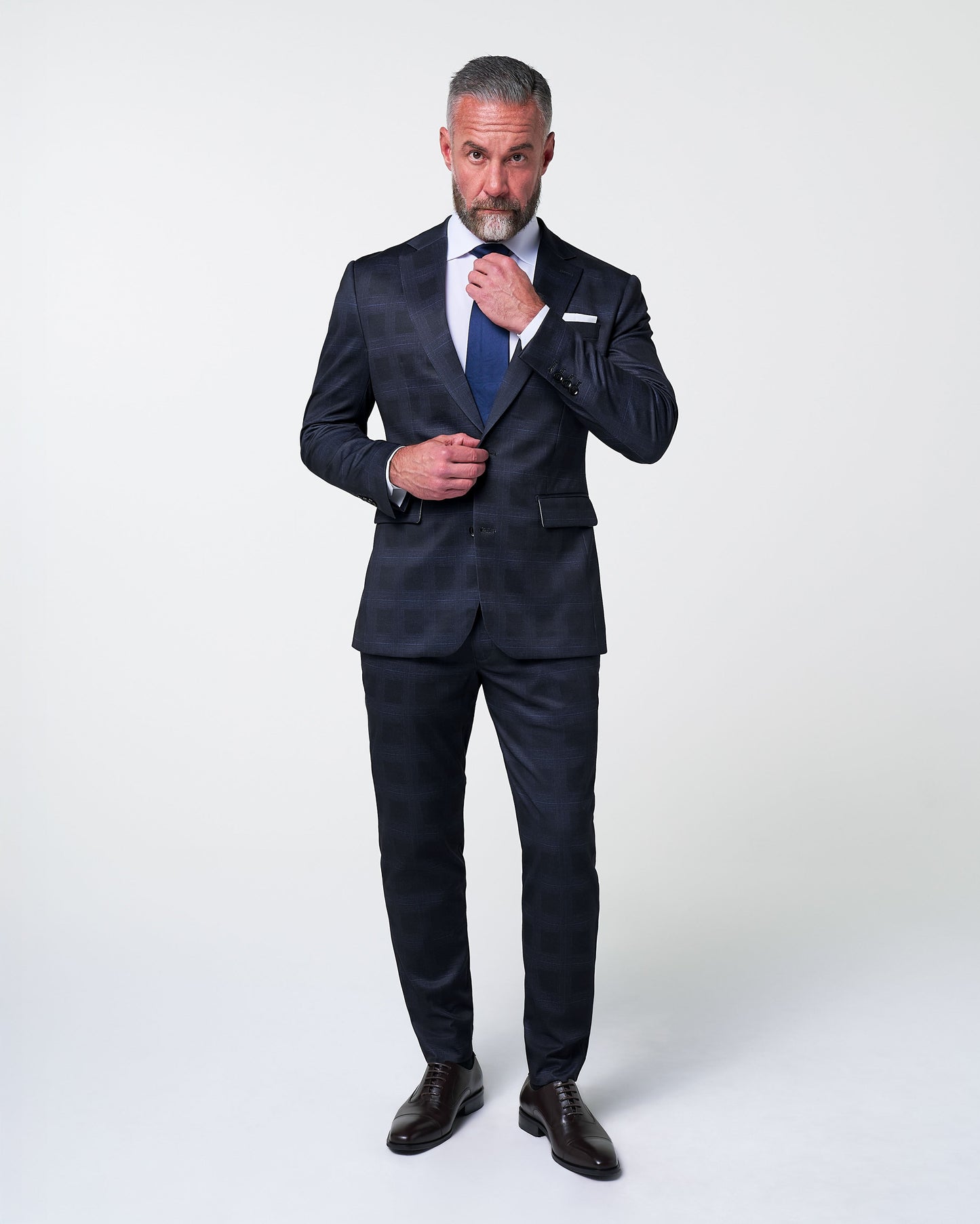Athletic Fit Stretch Suit - Midnight Navy Plaid & Blue Plaid