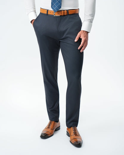 Athletic Fit Stretch Suit Pants - Navy & Black Mini Houndstooth