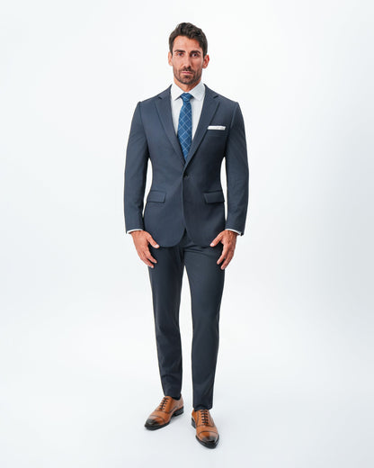 Athletic Fit Stretch Blazer - Navy & Black Mini Houndstooth