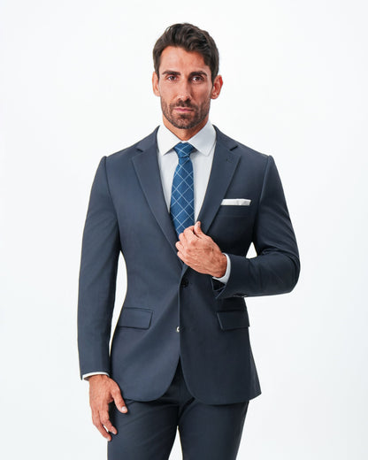 Athletic Fit Stretch Blazer - Navy & Black Mini Houndstooth