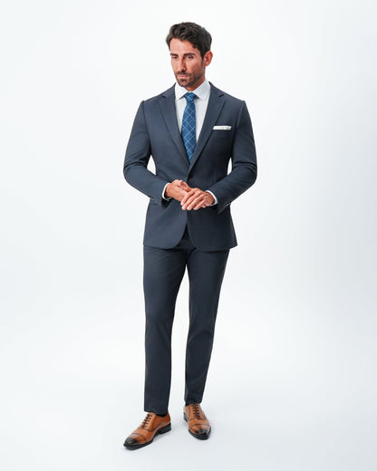 Athletic Fit Stretch Blazer - Navy & Black Mini Houndstooth