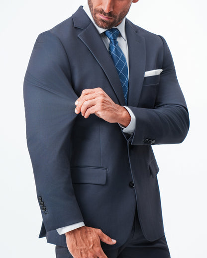 Athletic Fit Stretch Blazer - Navy & Black Mini Houndstooth