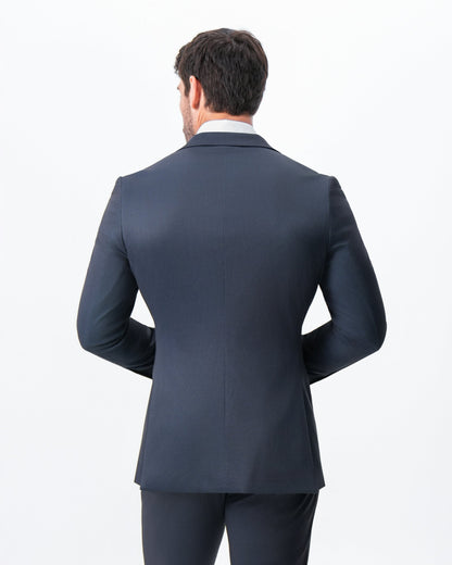 Athletic Fit Stretch Blazer - Navy & Black Mini Houndstooth