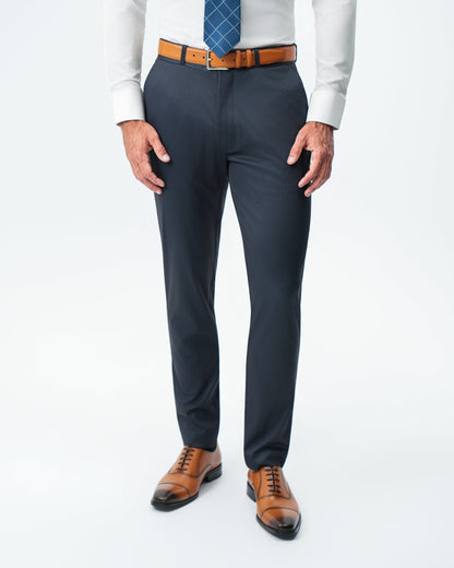 Athletic Fit Stretch Suit Pants - Navy & Black Mini Houndstooth