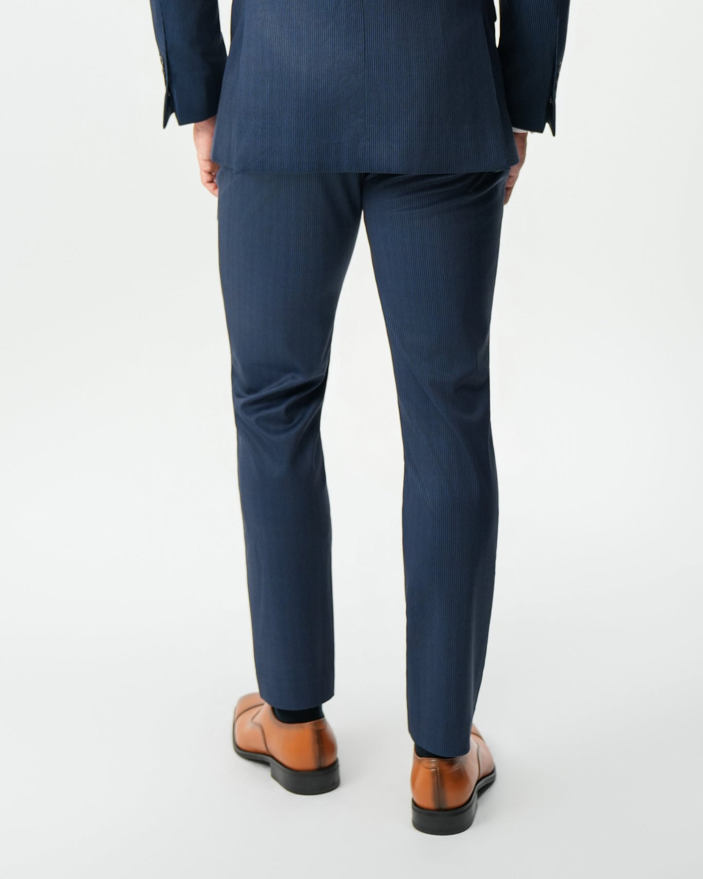 Athletic Fit Stretch Suit - Navy & White Pinstripe