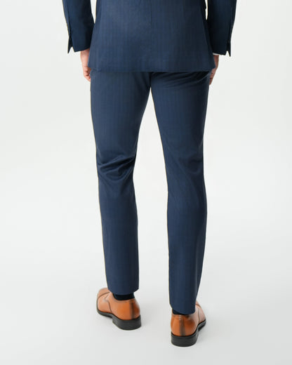 Athletic Fit Stretch Suit - Navy & White Pinstripe