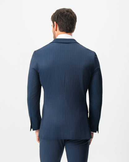 Athletic Fit Stretch Suit - Navy & White Pinstripe