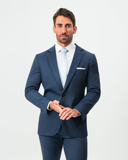 Athletic Fit Stretch Suit - Navy & White Pinstripe