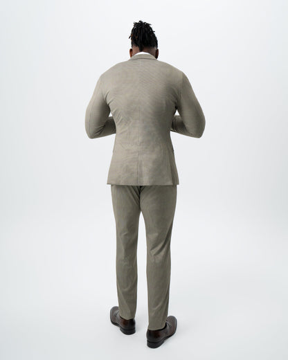 Athletic Fit Stretch Suit - Olive Houndstooth
