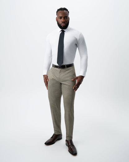Athletic Fit Stretch Suit - Olive Houndstooth