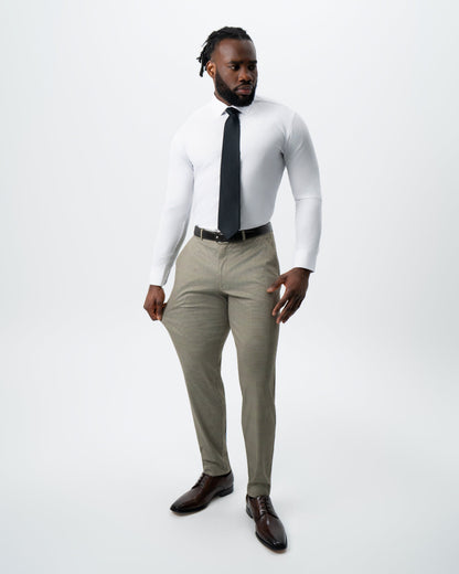 Athletic Fit Stretch Suit - Olive Houndstooth