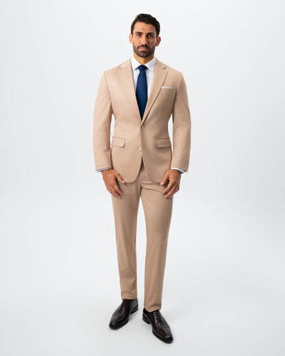 Athletic Fit Stretch Suit - Peach and White Pinstripe