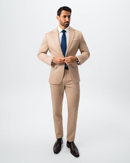 Athletic Fit Stretch Suit - Peach and White Pinstripe