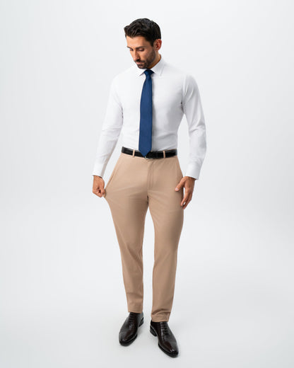 Athletic Fit Stretch Suit - Peach and White Pinstripe