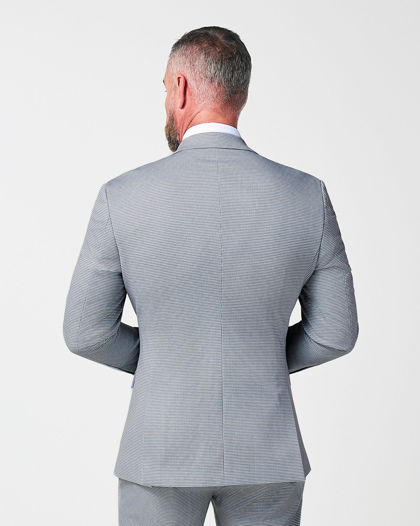 Athletic Fit Stretch Blazer - Slate Grey Houndstooth