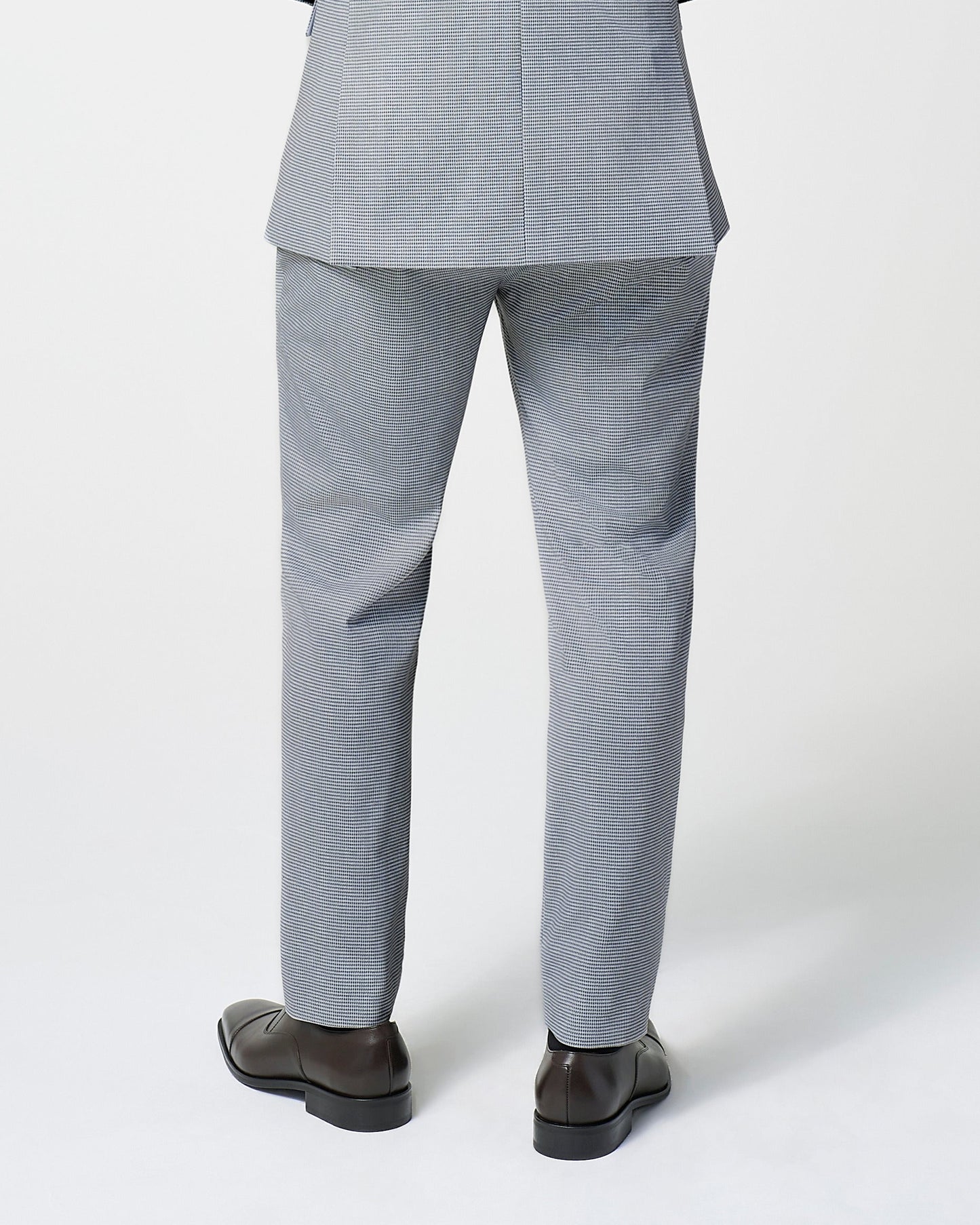 Athletic Fit Stretch Suit Pants - Slate Grey Houndstooth
