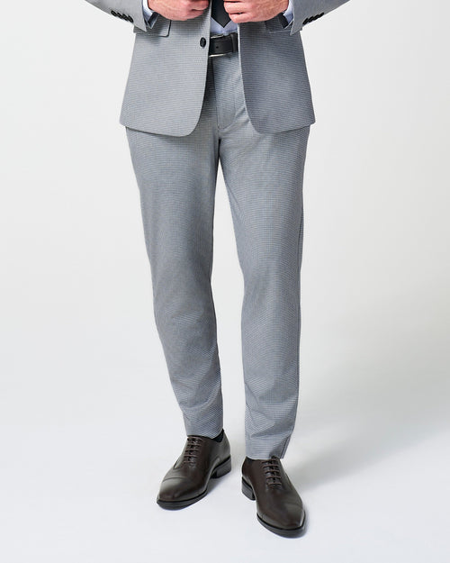 Athletic Fit Stretch Suit Pants - Slate Grey Houndstooth