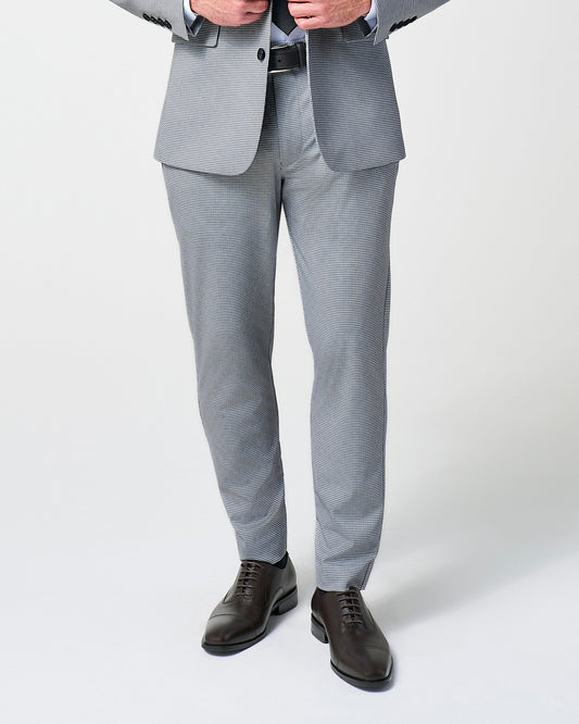 Athletic Fit Stretch Suit Pants - Slate Grey Houndstooth