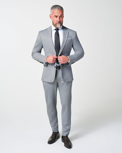 Athletic Fit Stretch Blazer - Slate Grey Houndstooth