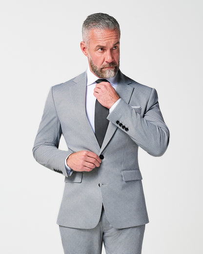 Athletic Fit Stretch Blazer - Slate Grey Houndstooth