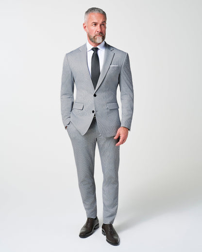 Athletic Fit Stretch Suit Pants - Slate Grey Houndstooth