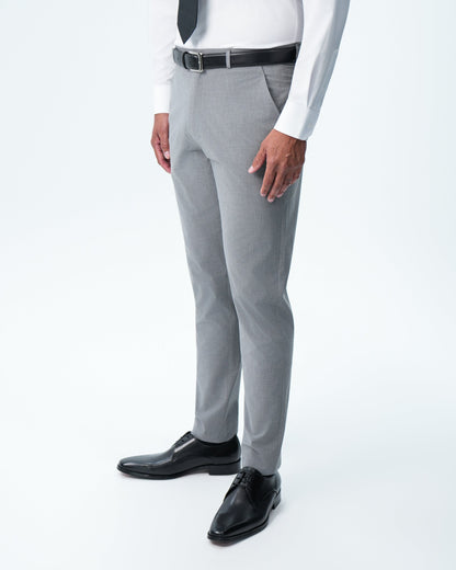 Athletic Fit Stretch Suit Pants - Lightweight Heathered Smoked Grey