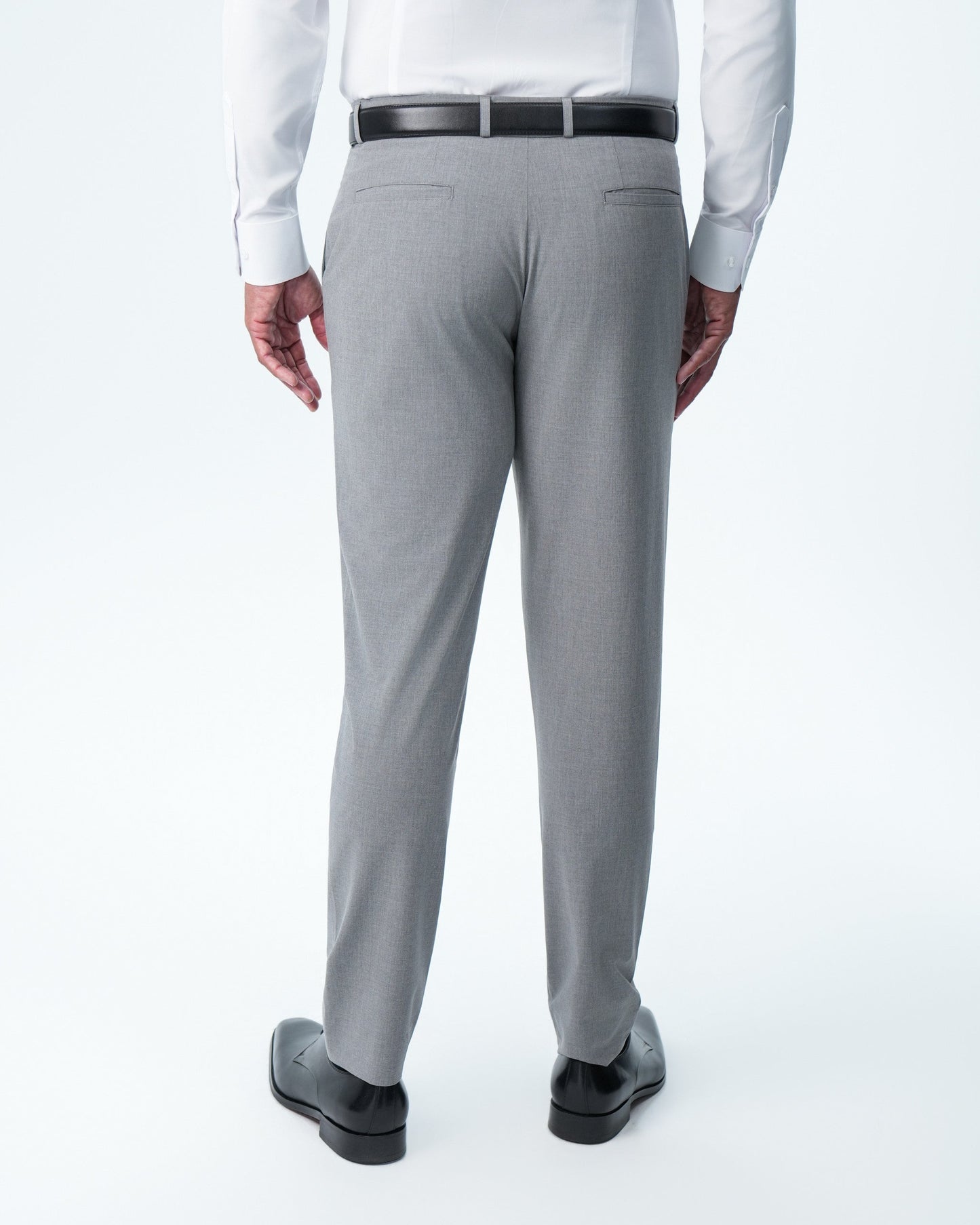 Athletic Fit Stretch Suit Pants - Lightweight Heathered Smoked Grey