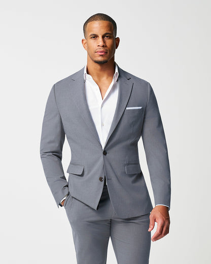 Athletic Fit Stretch Suit - Lightweight Heathered Smoked Grey