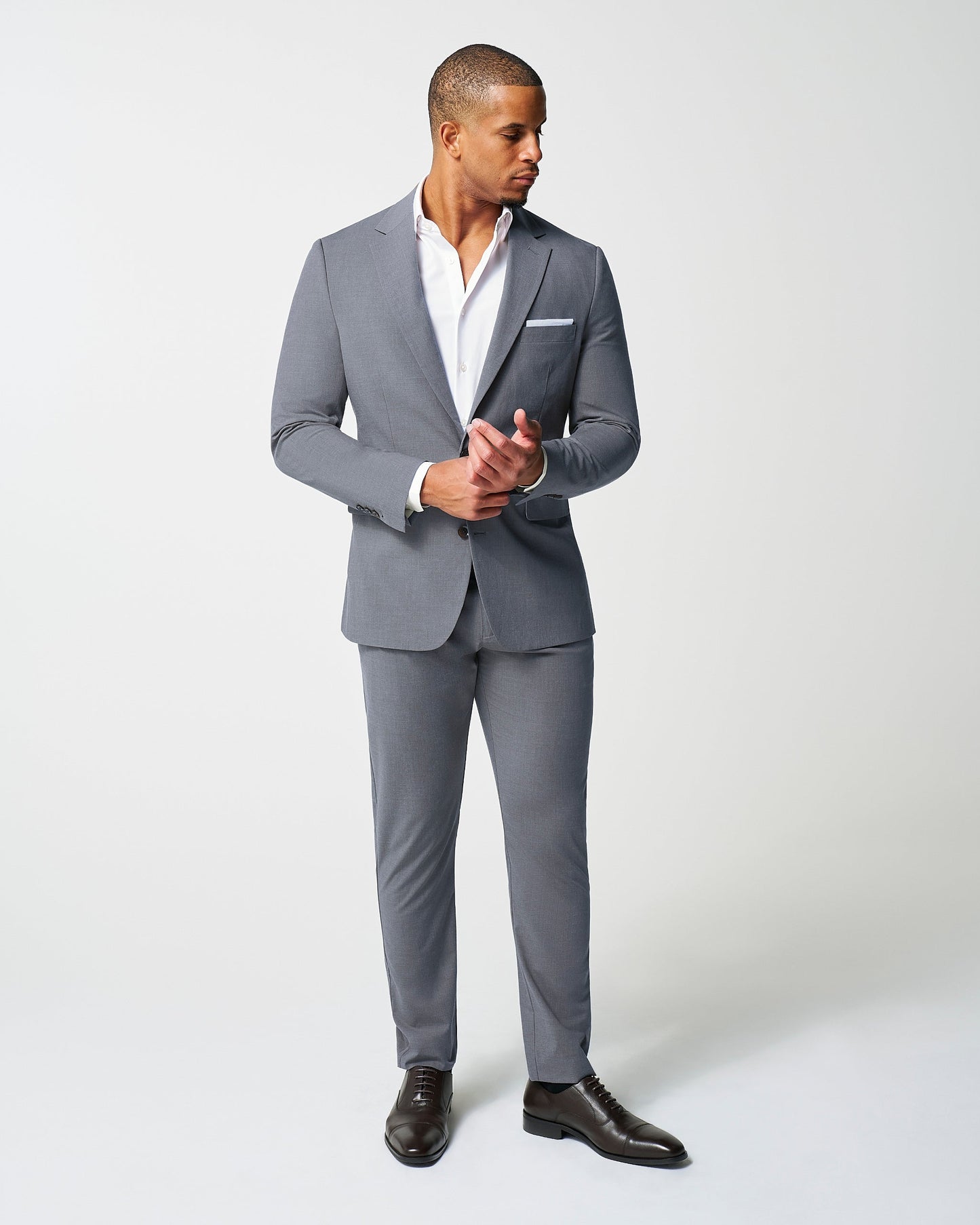 Athletic Fit Stretch Suit - Lightweight Heathered Smoked Grey