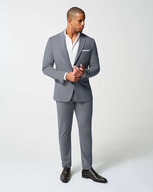 Athletic Fit Stretch Suit - Lightweight Heathered Smoked Grey