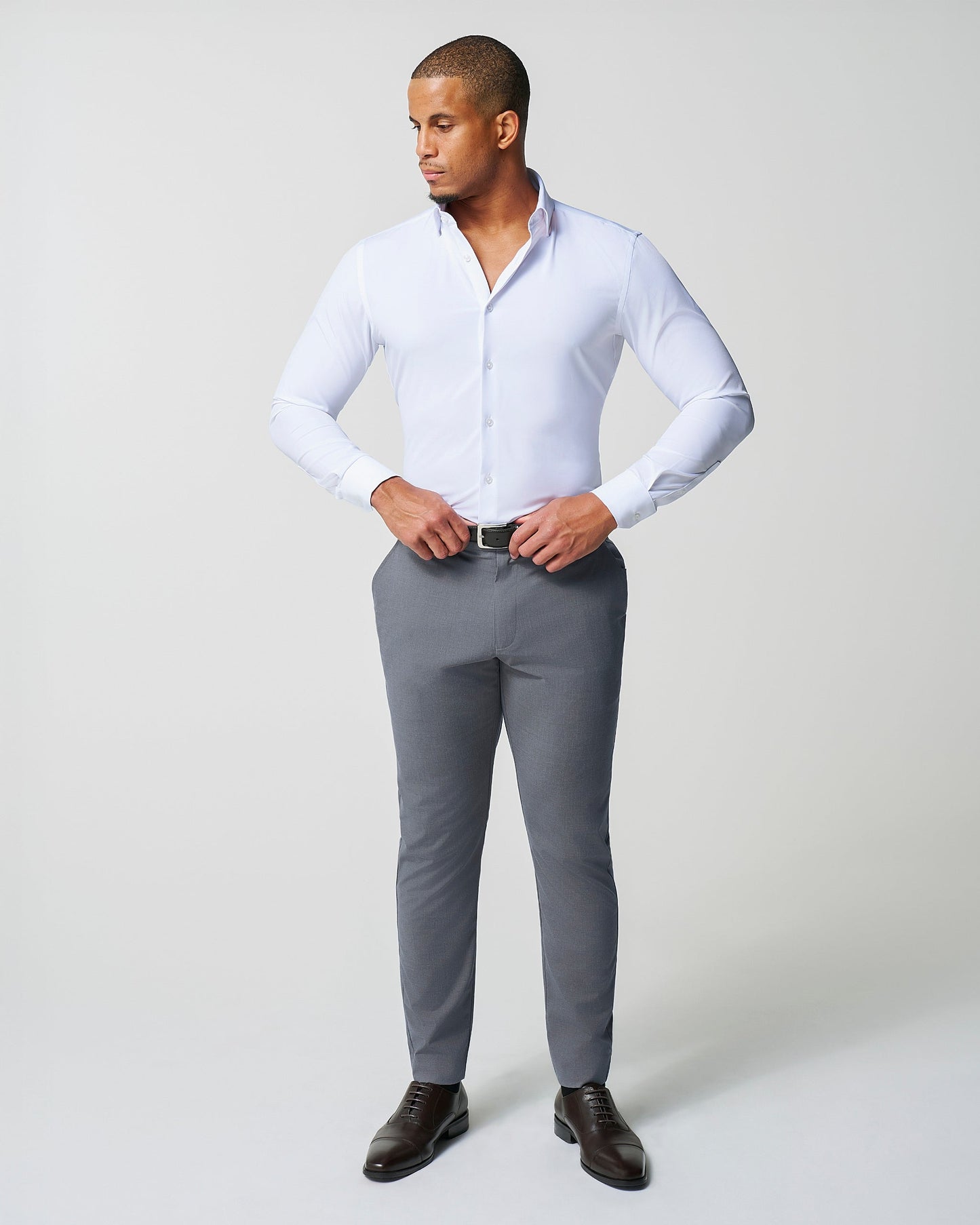 Athletic Fit Stretch Suit - Lightweight Heathered Smoked Grey