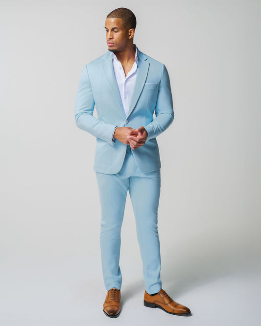 Athletic Fit Stretch Suit - Solid Cool Blue