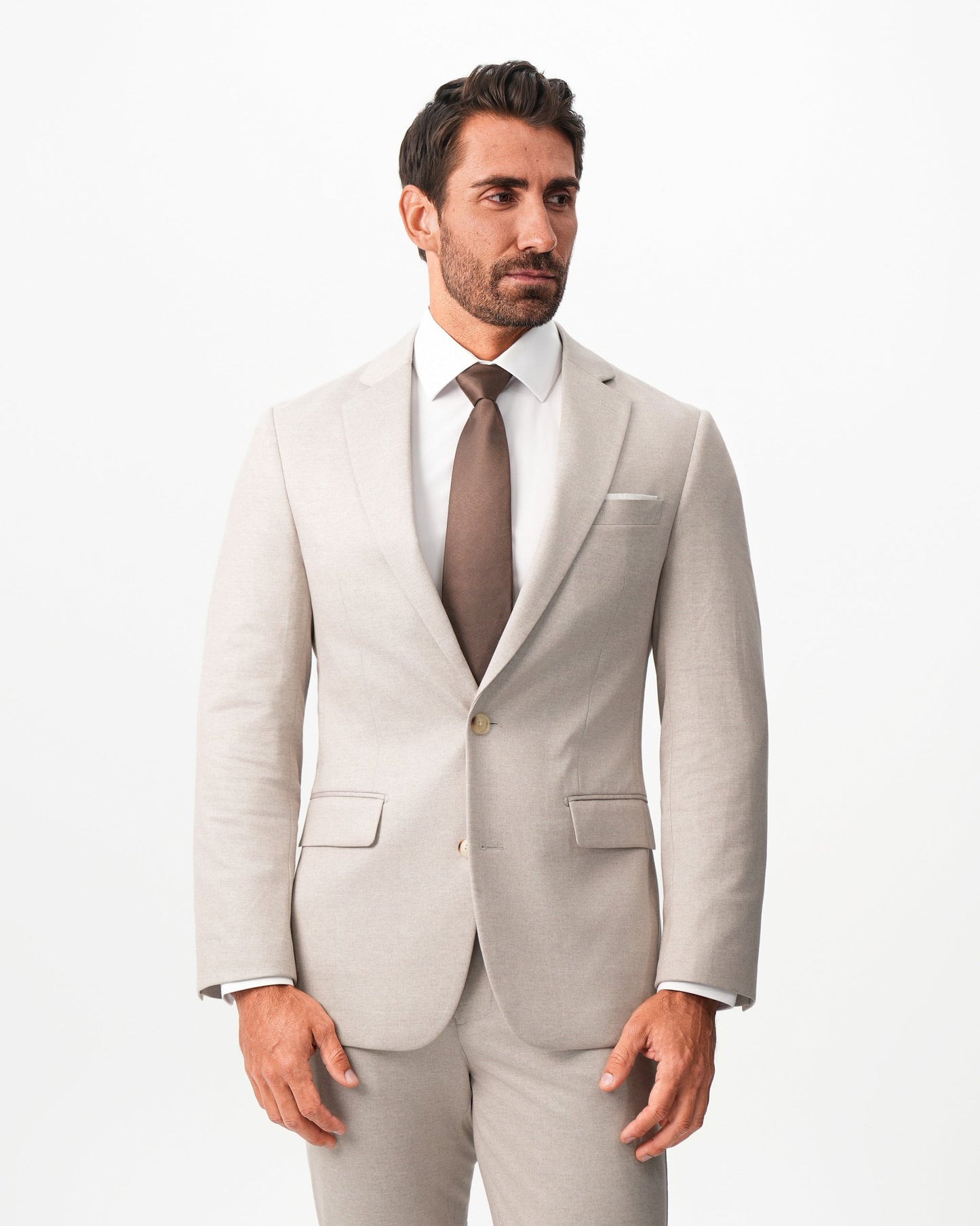 Athletic Fit Stretch Suit - Solid Tan