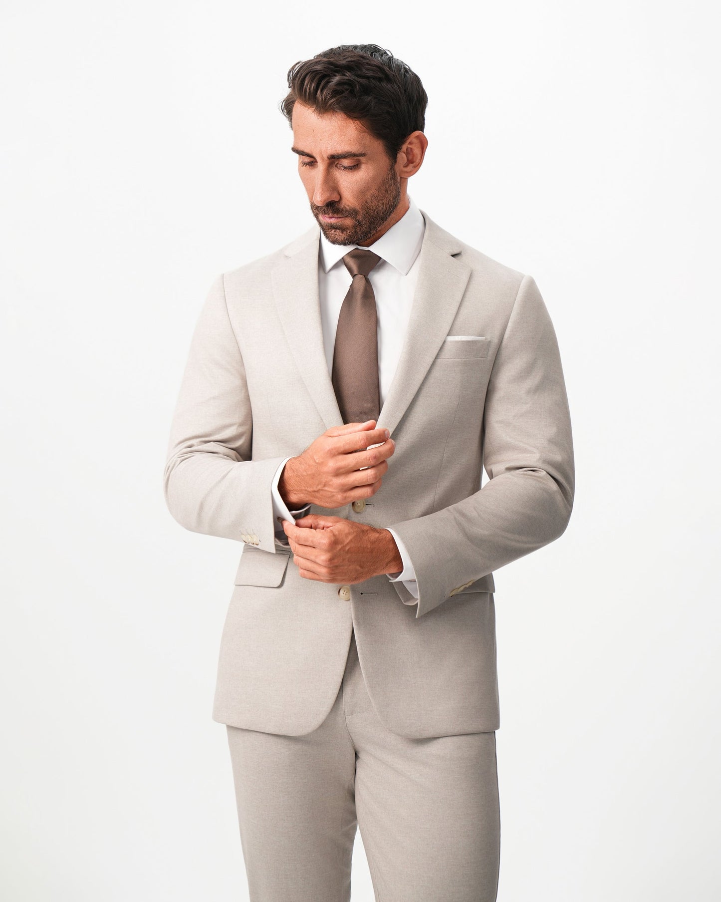 Athletic Fit Stretch Suit - Solid Tan