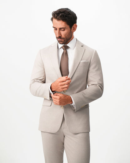 Athletic Fit Stretch Suit - Solid Tan